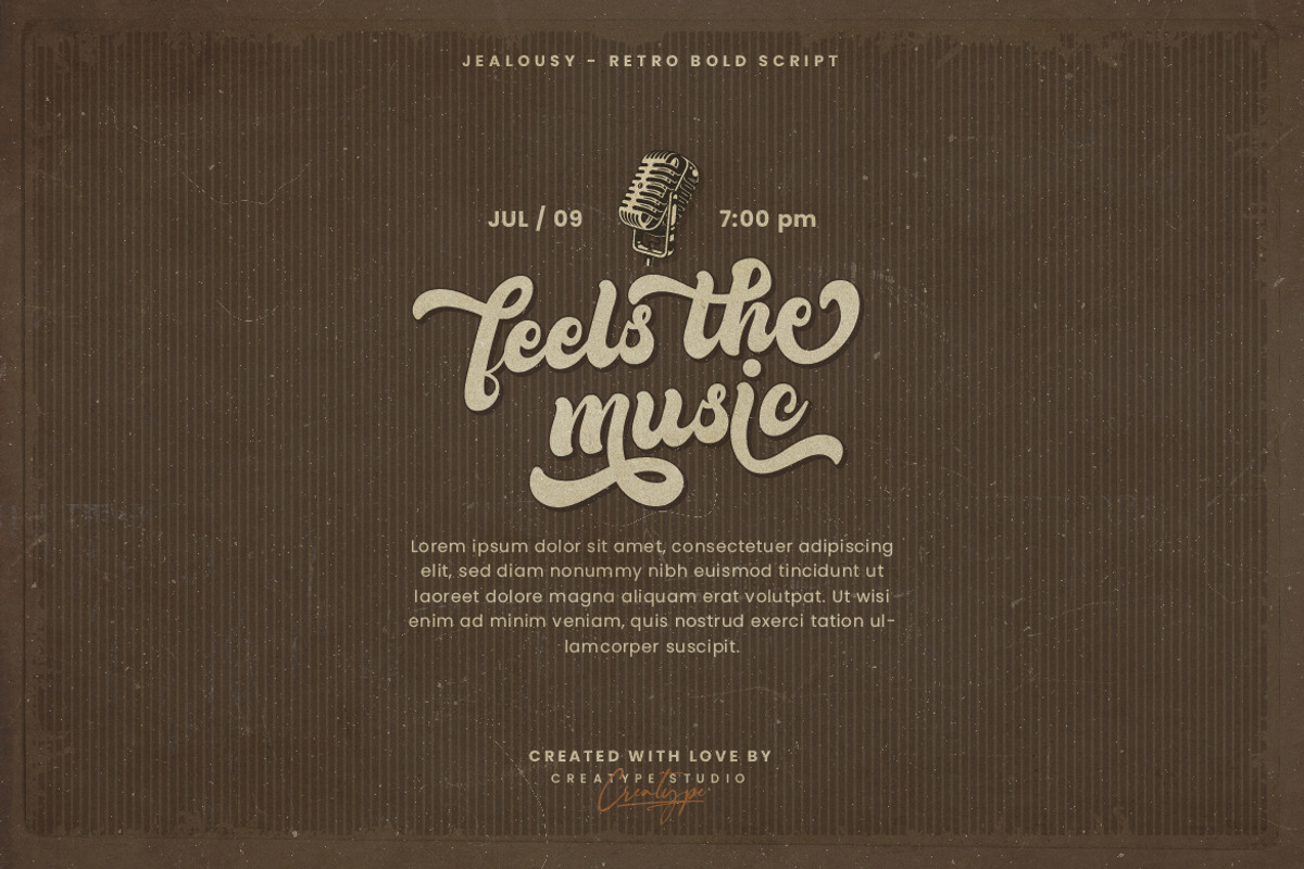 Jealousy Retro Bold Script, a Script Font by Creatype Studio (Photo 3 of 9)