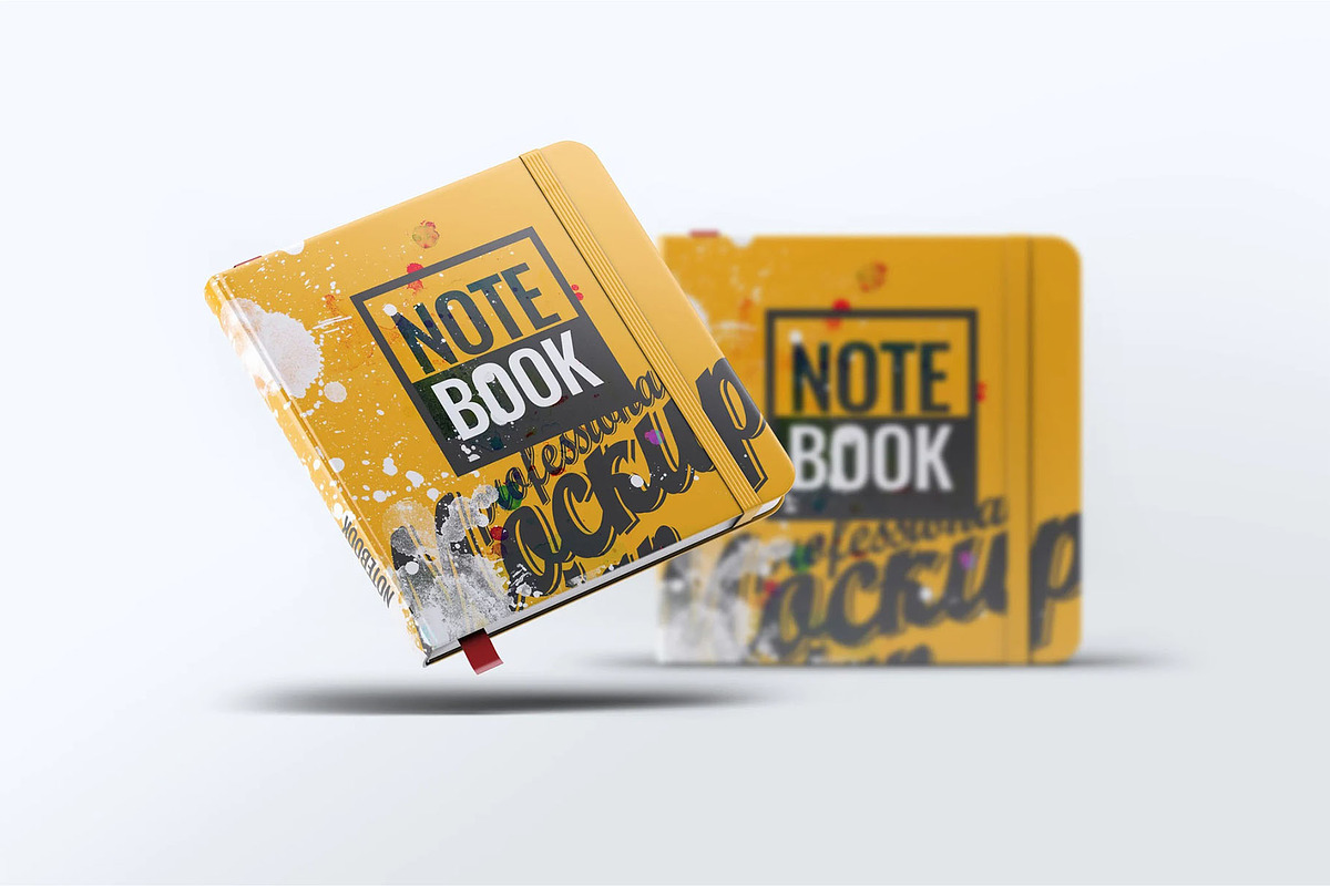 Square Notebook Mock-Up, an Advertising Mockup by DesignRushMarket (Photo 5 of 7)