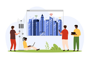 5G and IOT, data technology in smart, a Technology Illustration by Flashvector