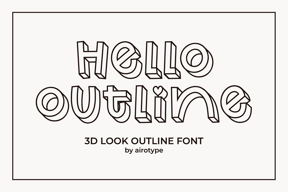 Hello Outline - Cute Outline 3D Font, a Handwritten Font by Airotype (Photo 1 of 9)