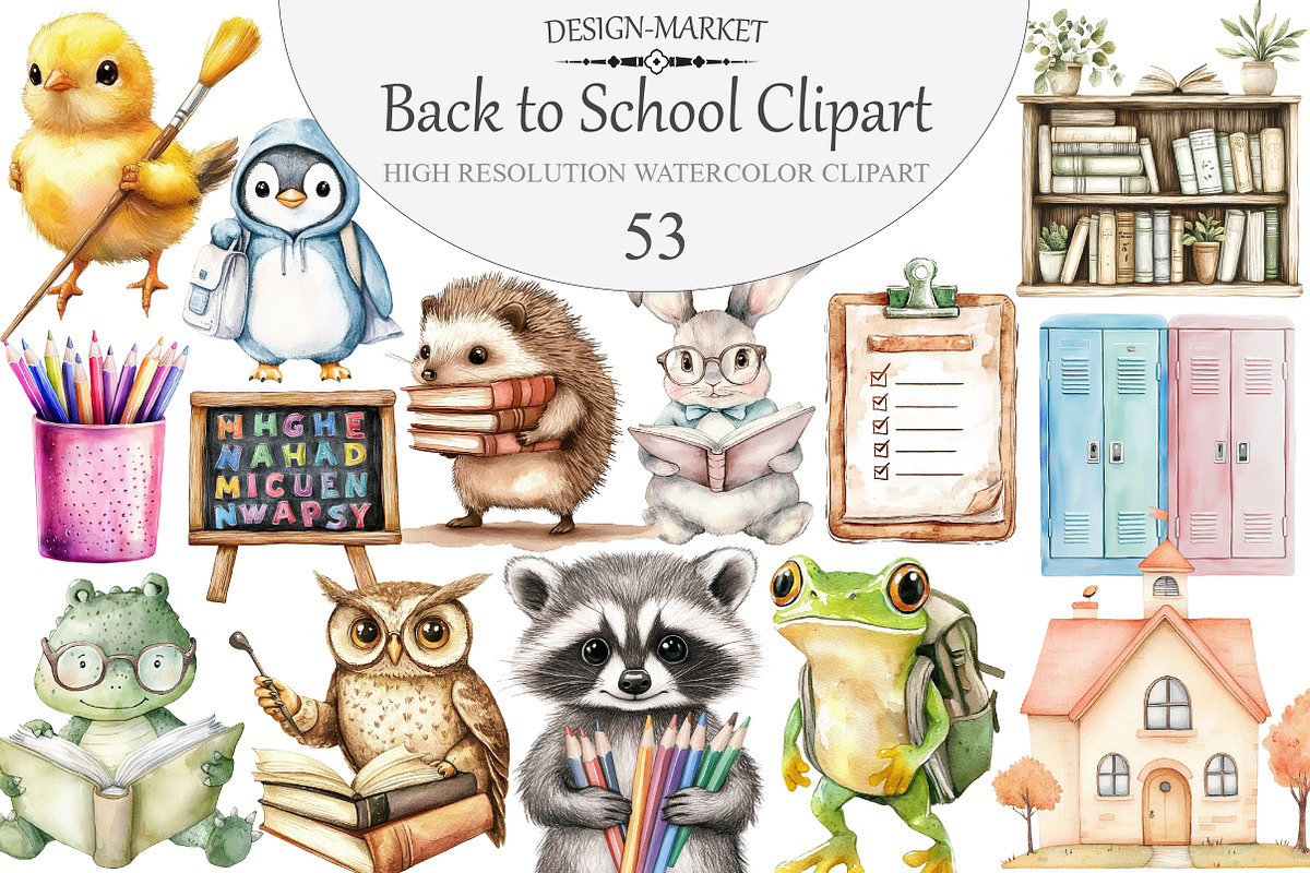 Back to School Clipart Bundle, an Illustration by Design Market (Photo 1 of 5)