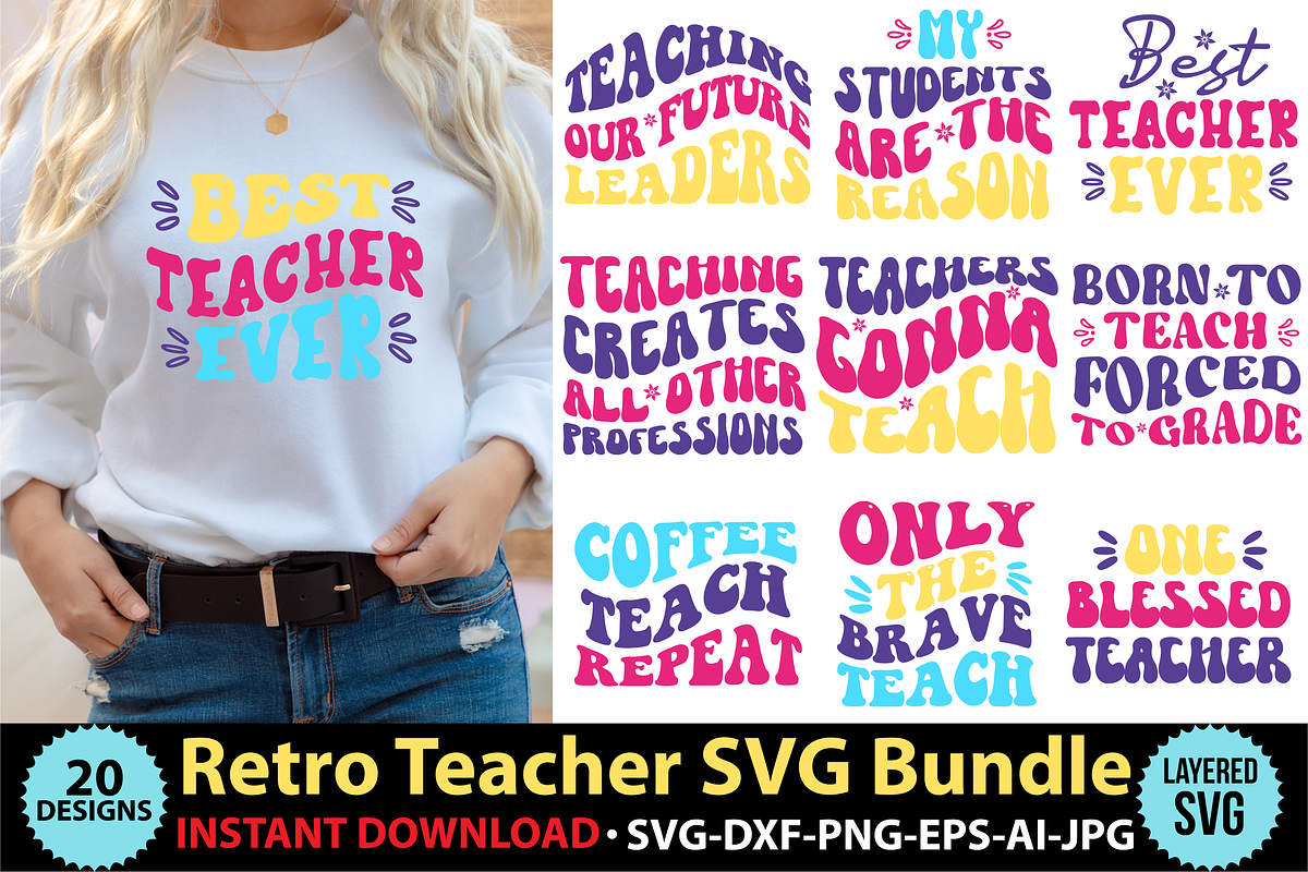 Retro Teacher SVG Bundle, an Object Graphic by DesignRaw | Creative Market