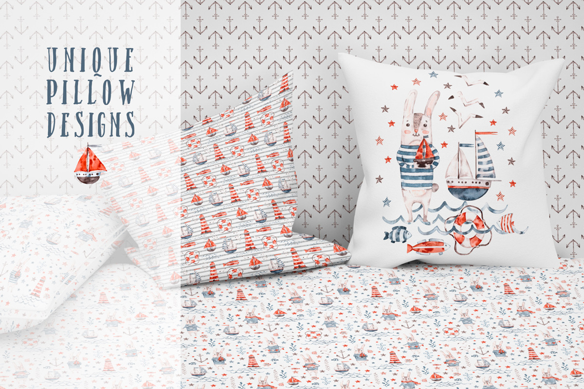 Nautical cute sea seamless patterns, a Pattern Graphic by UlitkaStudio (Photo 5 of 17)