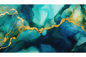 luxury blue green alcohol ink, an Abstract Photo by pikepicture