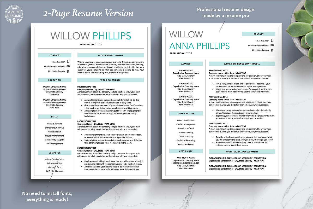 Creative Resume, Blue CV Templates, a Resume Template by The Art of Resume (Photo 4 of 8)