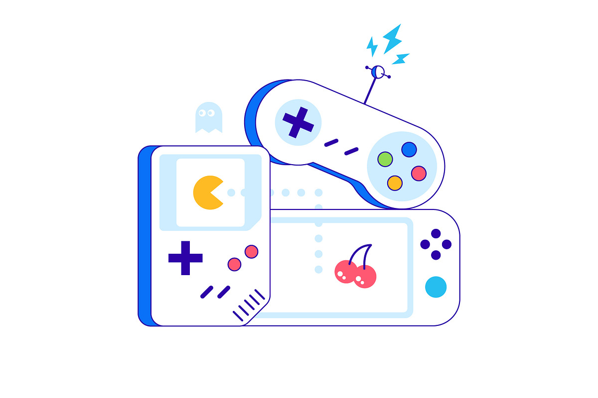 Game controllers illustration, an Illustration by Mir store