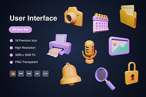 User Interface 3D Icons Set, an Object 3D Model by Kmg Design