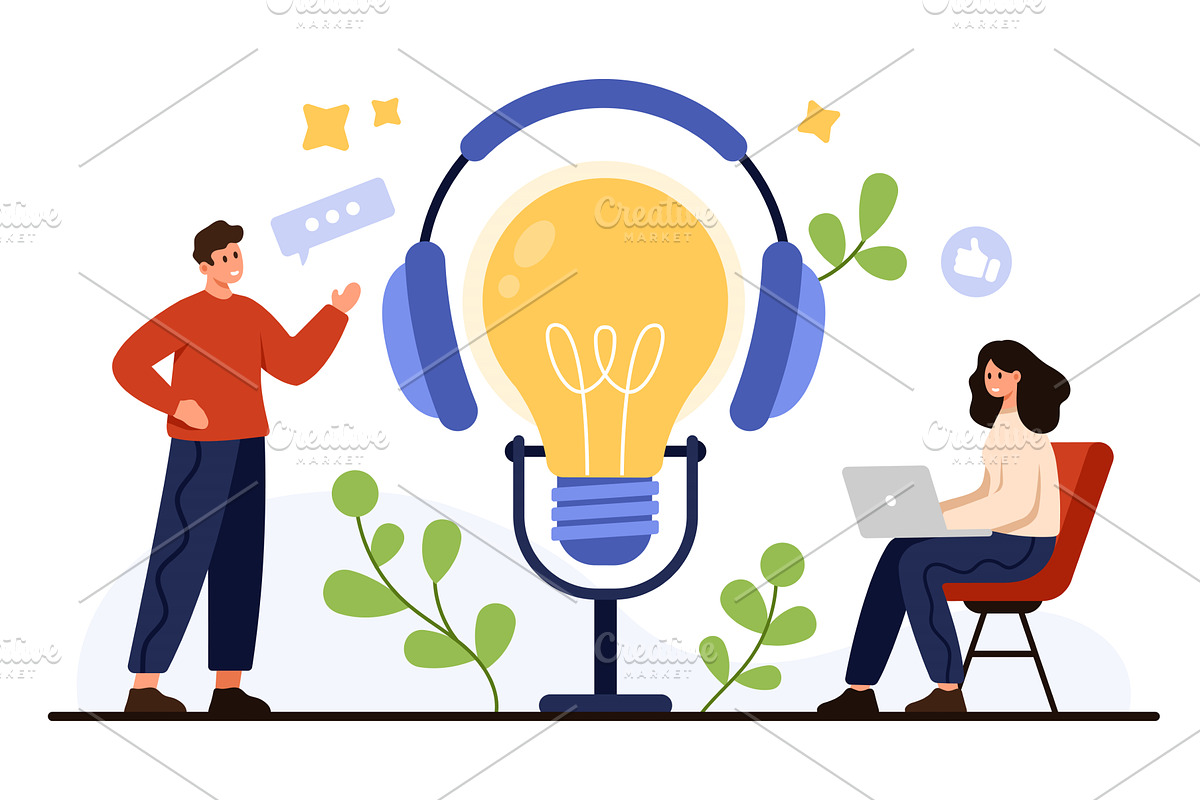 Podcast Learning Audio Lesson, an Education Illustration by Flashvector