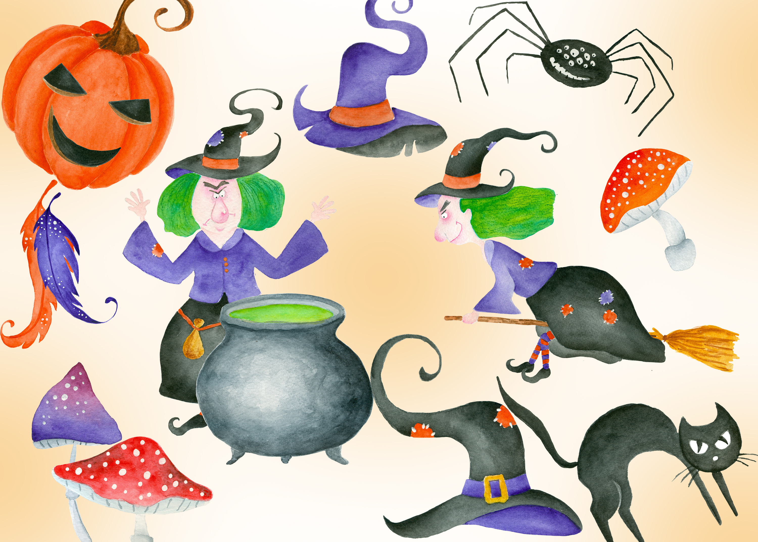 Halloween witch illustration, an Illustration by DarinaDigital