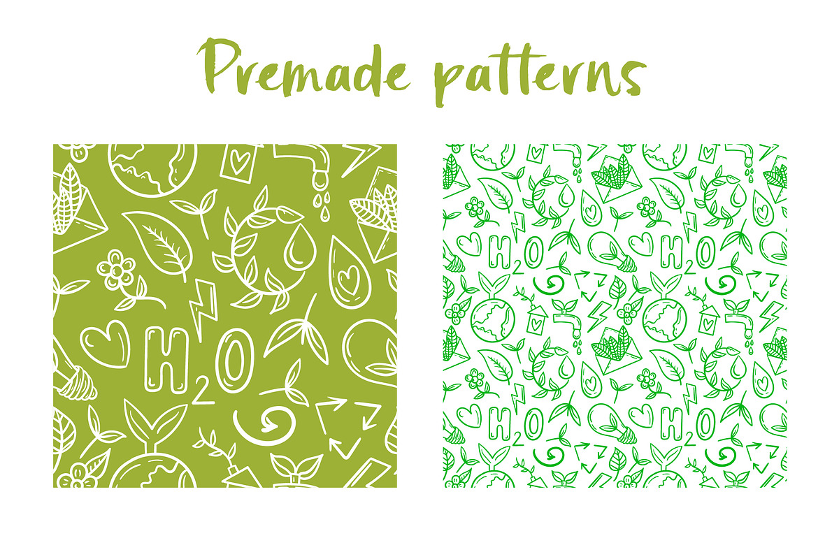 Set of eco friendly doodles preview 4