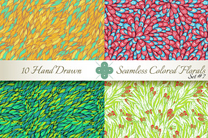 10 Colored Seamless Florals. Set 7