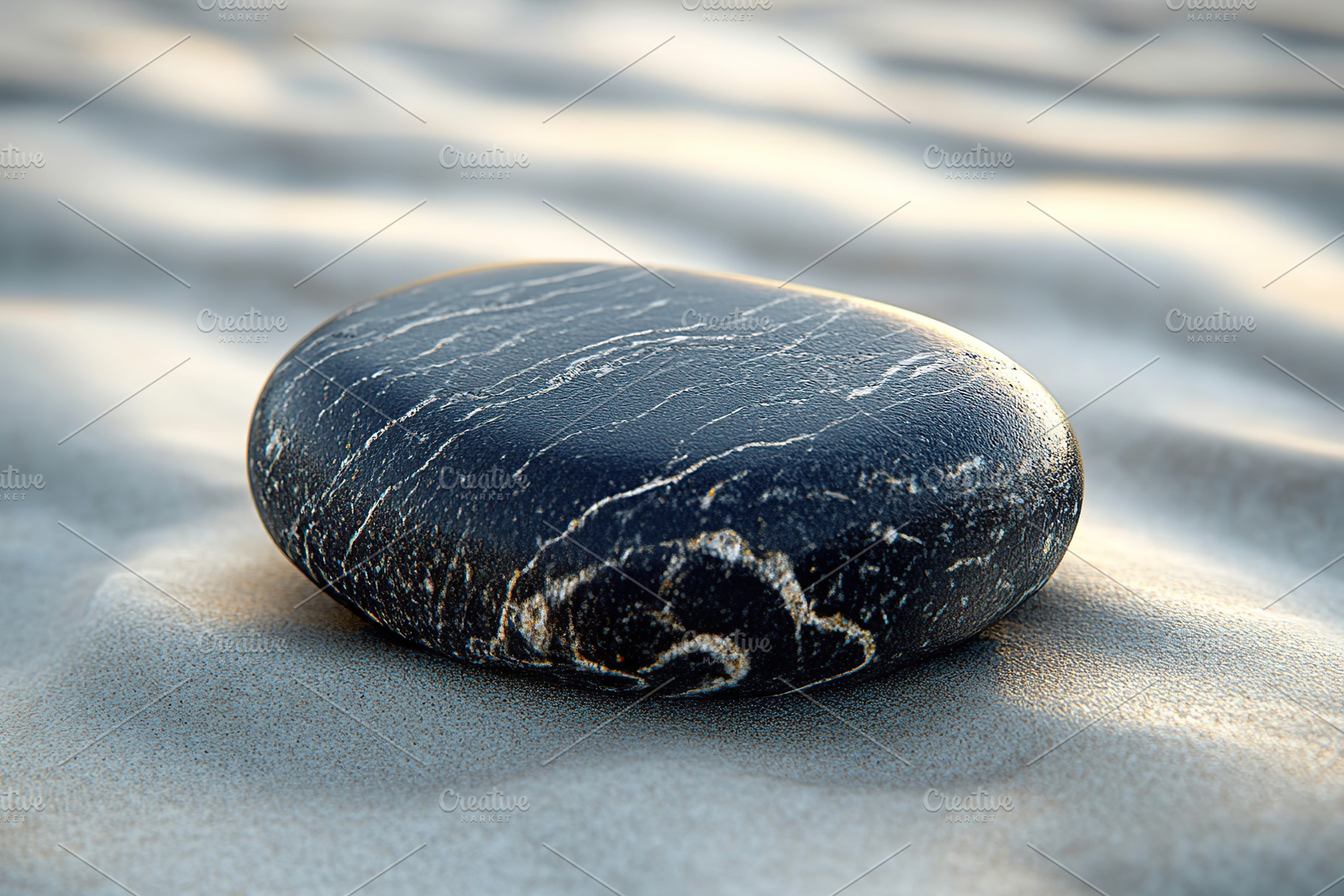 Black zen meditation stones on the b, a Health & Medical Photo by AlyaAnd