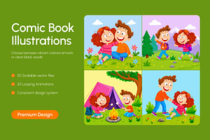 75 Comic Book Illustrations Bundle, an Education Illustration by Brickclay