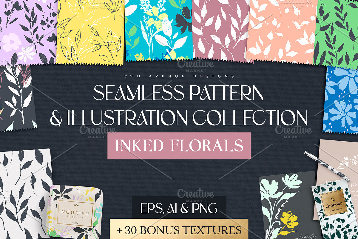 Inked Florals, a Texture Illustration by 7th Avenue Designs (Photo 1 of 11)