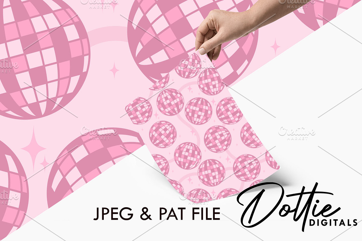 Pink Glitter Disco Balls Pattern, a Pattern Graphic by Dottie Digitals (Photo 2 of 2)