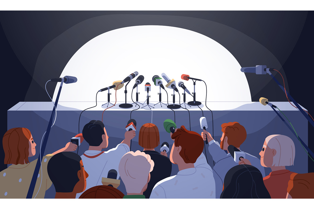Press conference with journalists, a Person Illustration by Good Studio (Photo 2 of 2)