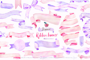 Watercolor Banner pink purple 094