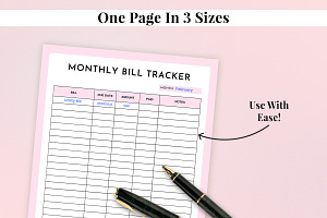 Fillable Monthly Bill Tracker Printa