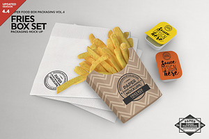 Fries Box Condiments Set Mockup