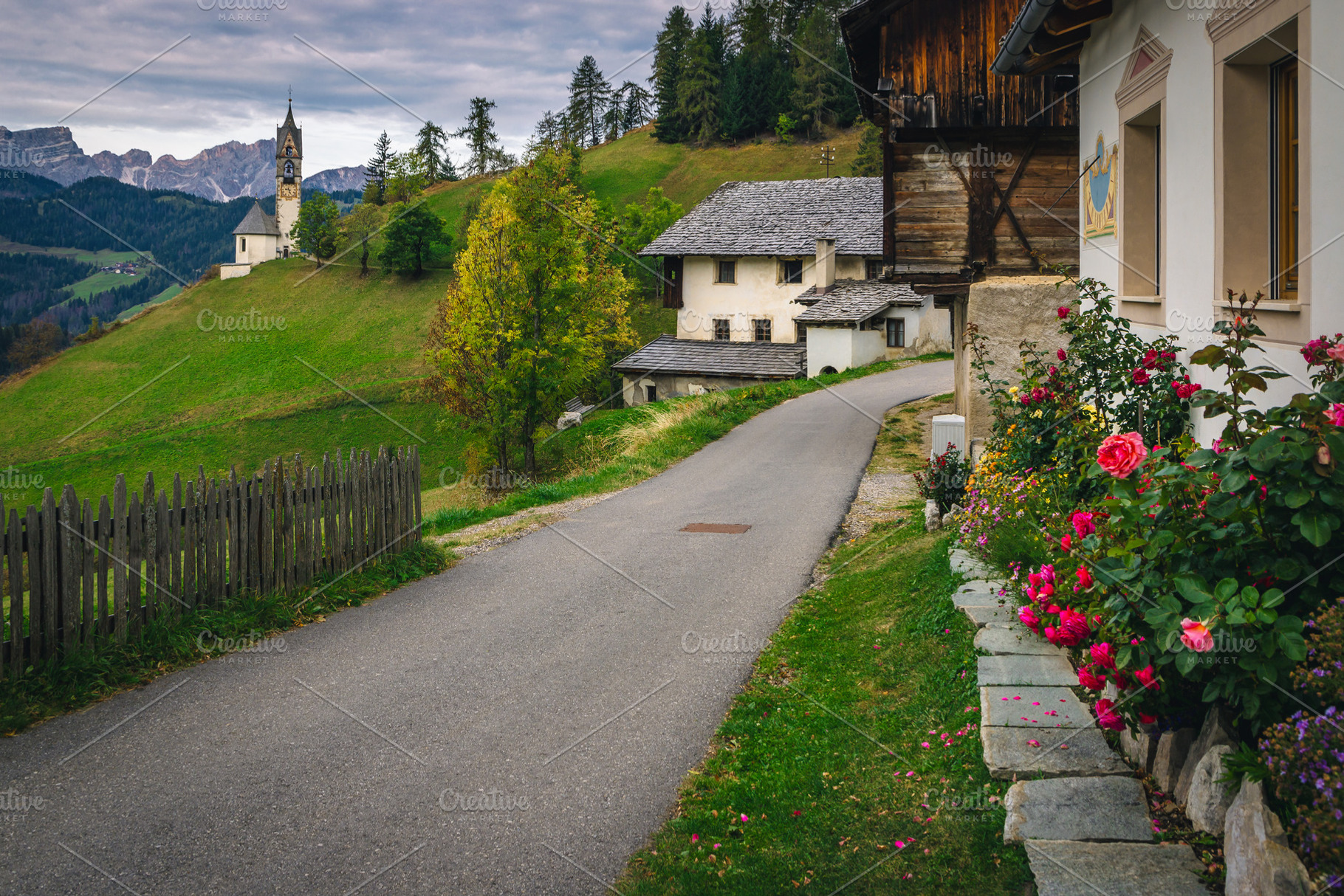 Street view and chapel of St Barbara, an Architecture Photo by Alpine Dreams
