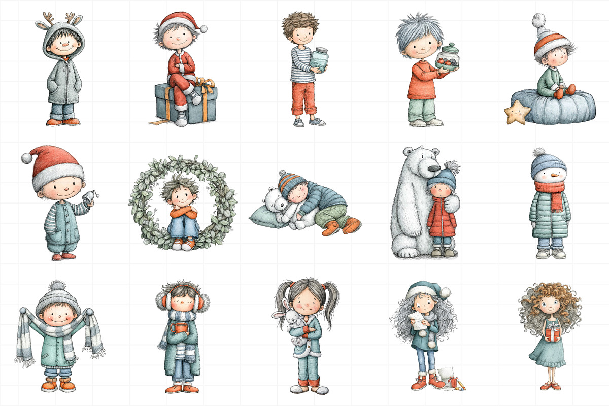 Holiday Kids Clipart Bundle, an Illustration by Daily.Designs (Photo 5 of 5)