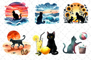 Cat Silhouette Summer Clipart, an Illustration by Dream Creation (Thumbnail 2 of 6)