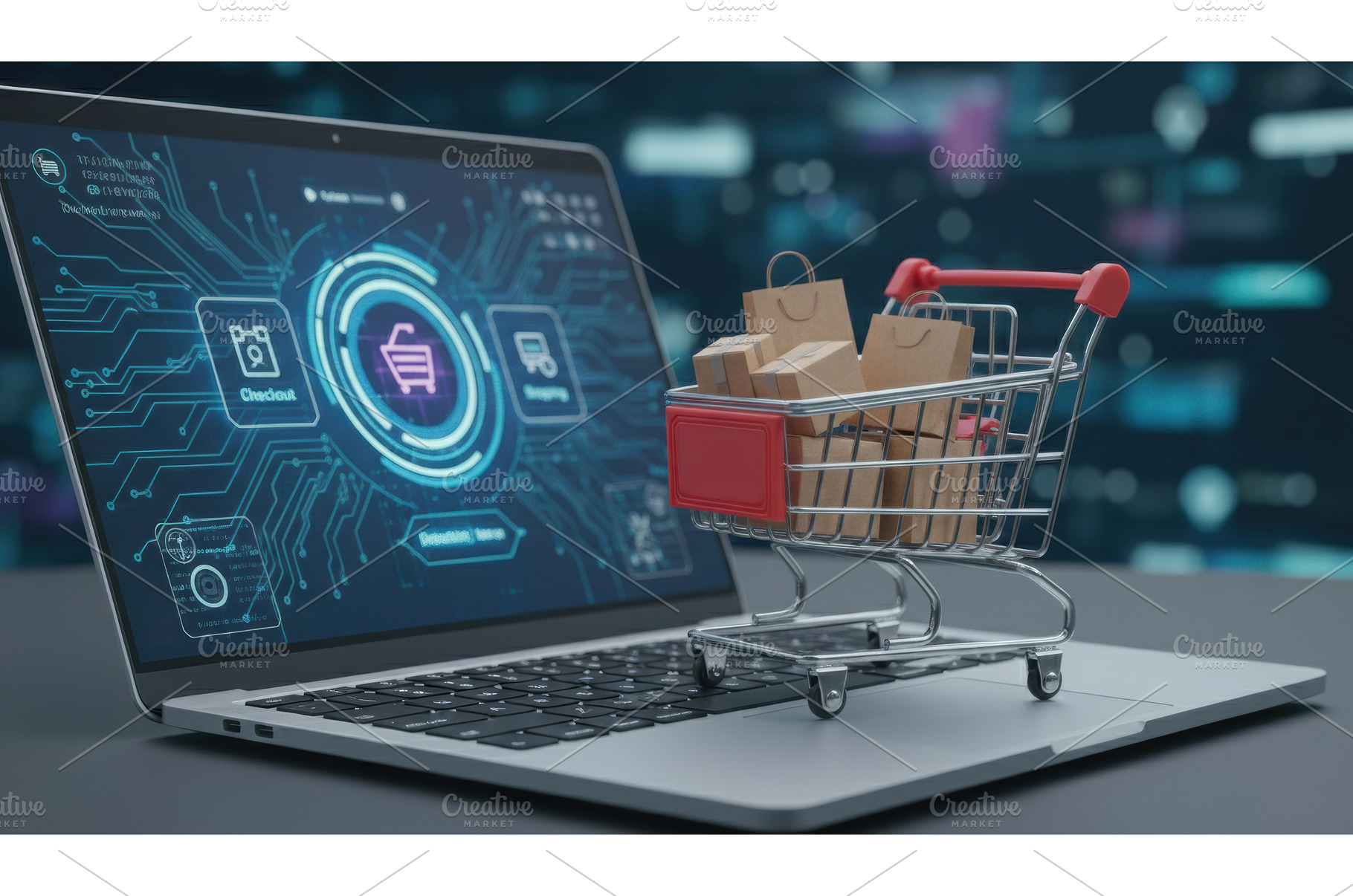 Miniature shopping cart filled with, a Technology Photo by Igor Tichonow