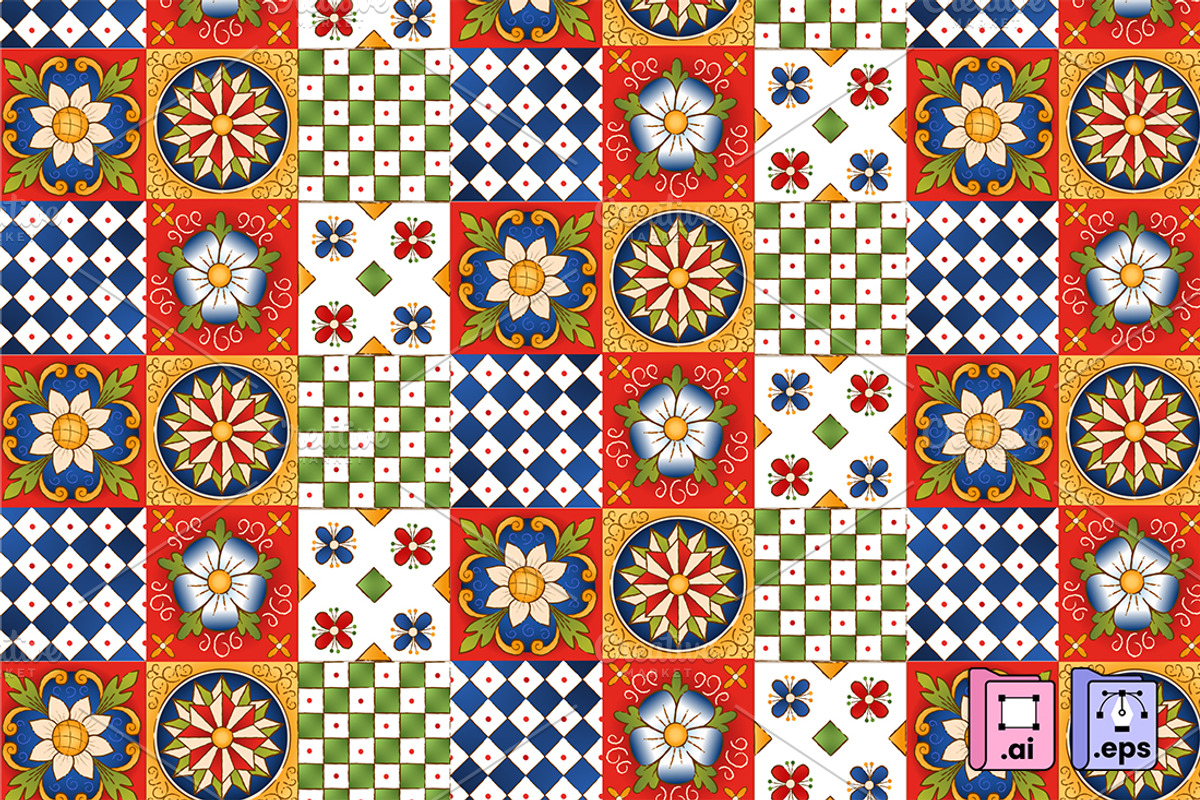 Sicily Majolica Tile Pattern, a Pattern Graphic by MISS CHATZ (Photo 1 of 4)