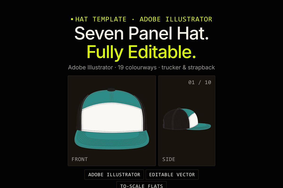 Hat Template - 7 Panel Hat, a Hat Mockup by Template Haven (Photo 1 of 14)