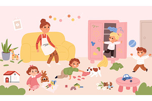 Naughty children with bad behavior, a Person Illustration by YummyBuum