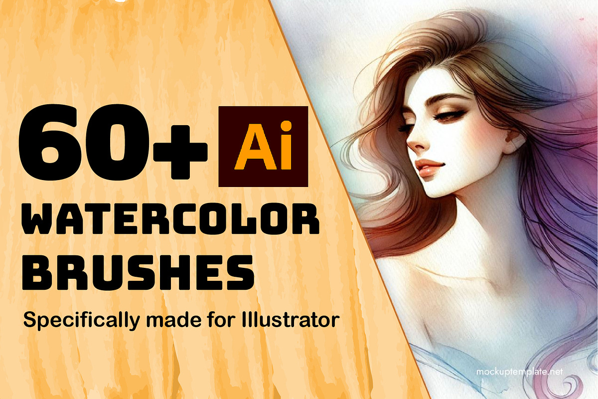 Illustrator Watercolor Brush Bundle, a Brush Add-On by Chipshpow Graphics (Photo 1 of 6)