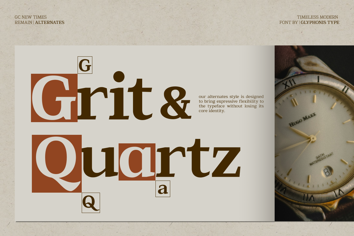 GC New Times Remain - Timeless Serif, a Serif Font by Glyphonic (Photo 5 of 16)