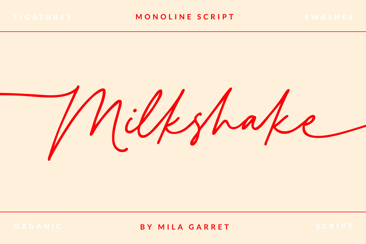 Milkshake Modern Handwritten Script, a Script Font by Mila Garret (Photo 1 of 12)