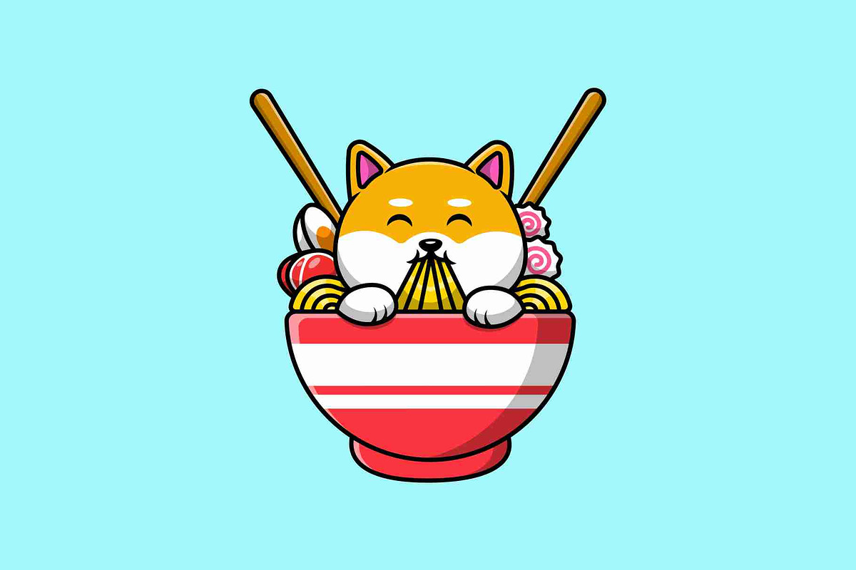 Animal Eating Ramen Noodle Cartoon, a Food Illustration by Artstorystudio (Photo 4 of 5)