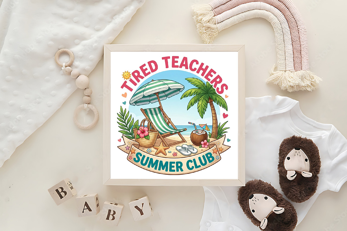 Tired Teachers Summer Club PNG, an Illustration by CraftArtStudio (Photo 4 of 4)