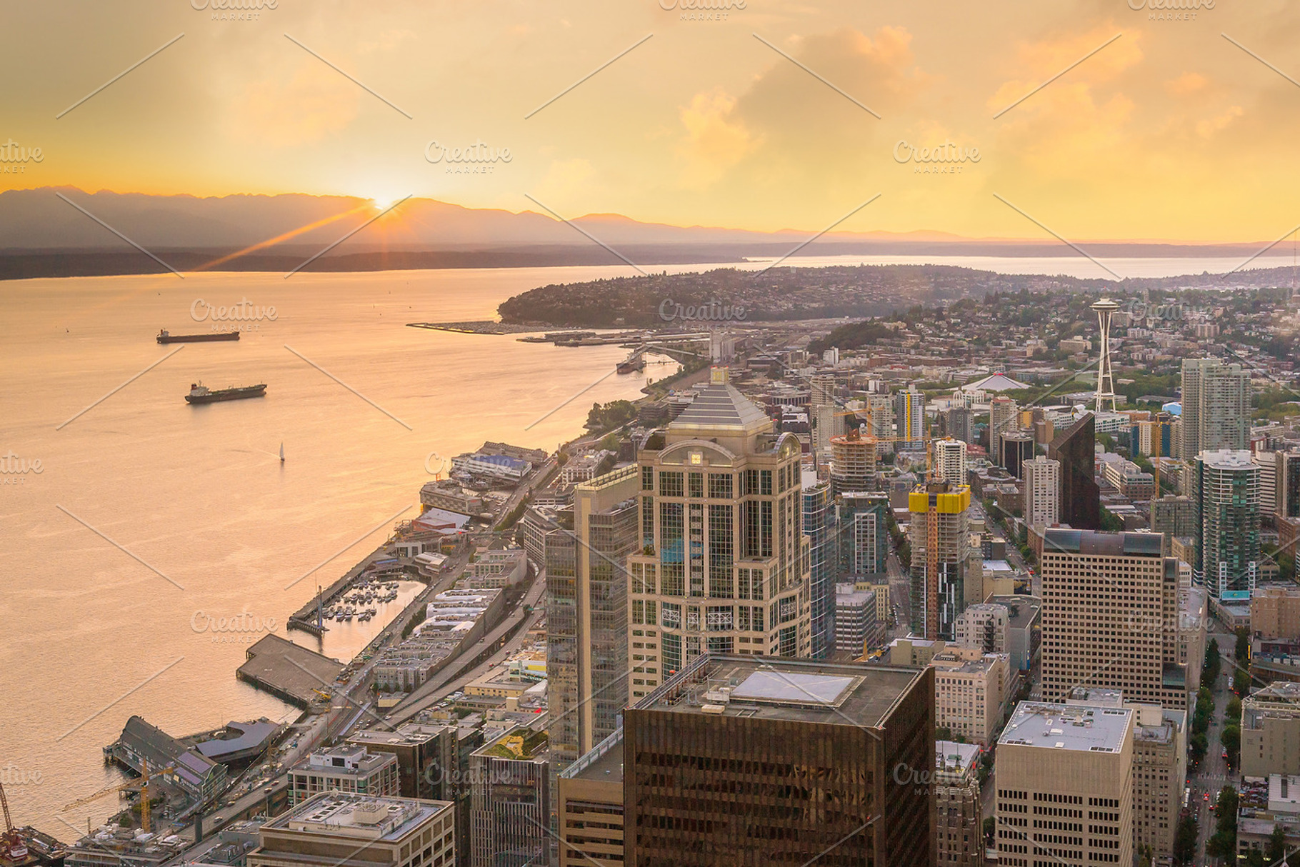 Seattle skyline stock photo containing america and architecture, an Architecture Photo by f11photo
