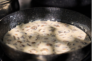A pot of creamy mushroom sauce, a Food & Drink Photo by darksoul72