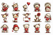 Watercolor Valentine Animals Clipart, an Illustration by Libby Wishes (Thumbnail 4 of 7)