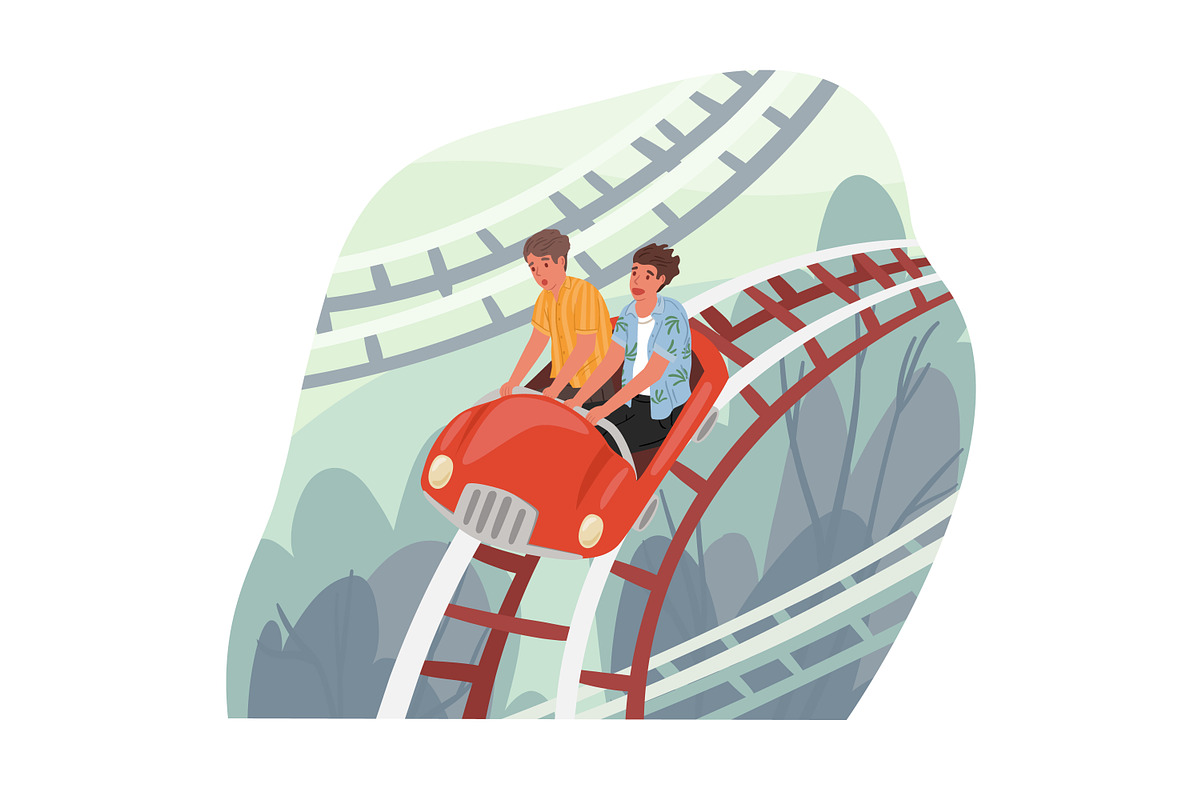 People riding roller coaster set, a Person Illustration by Good Studio (Photo 4 of 5)
