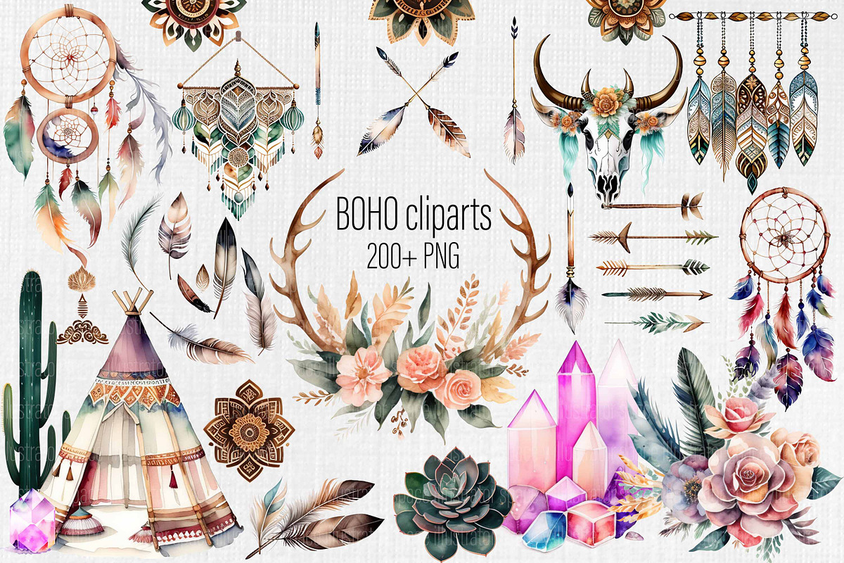 Boho clipart, Boho Wedding 200 PNG, an Illustration by Illustrator Space (Photo 1 of 10)