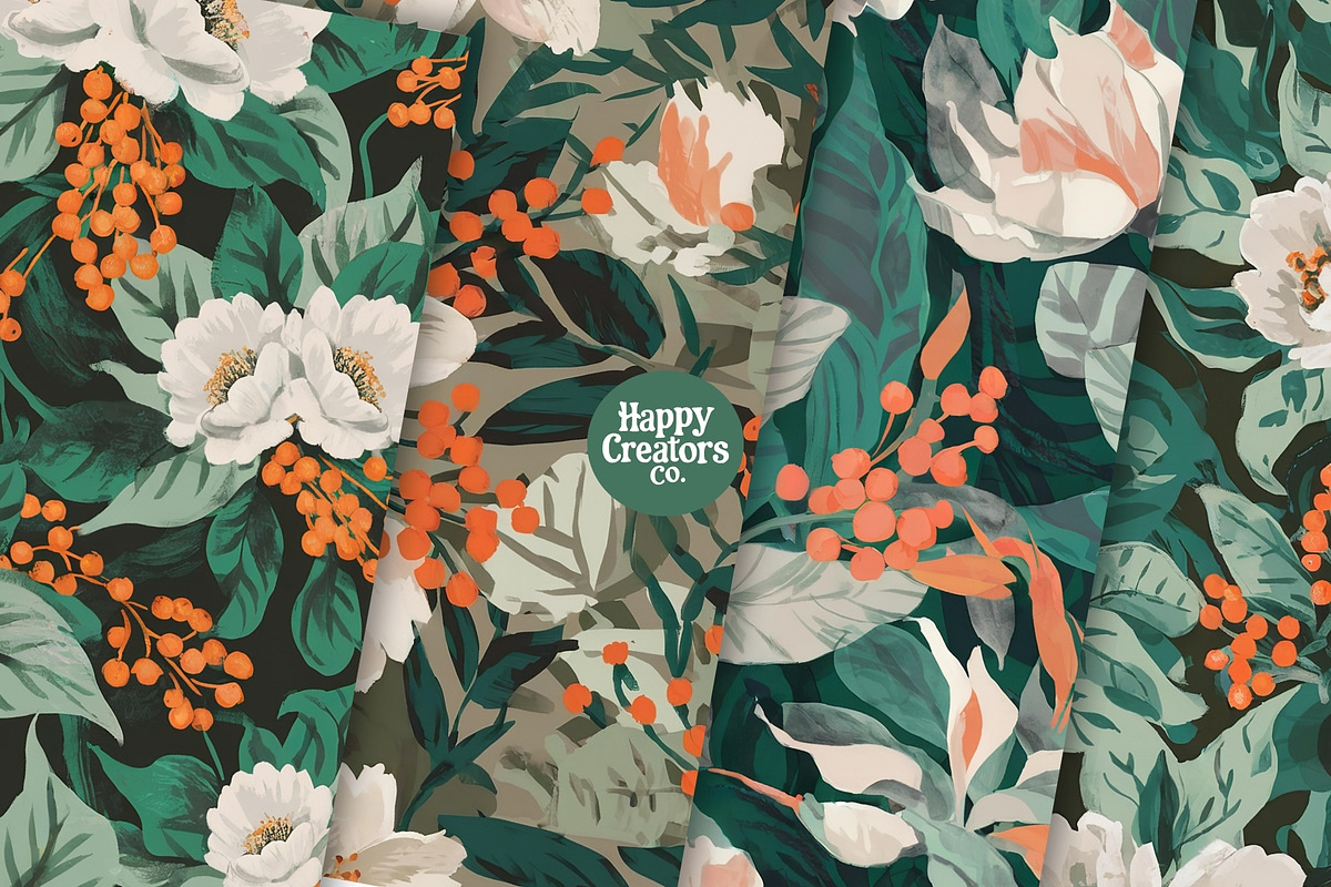 Brighter Blossoms Digital Paper Pack, a Pattern Graphic by Happy Creators Co. (Photo 3 of 7)