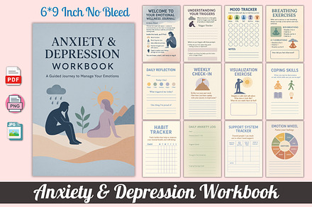 Anxiety & Depression Workbook, a Stationery Template by Designmela01
