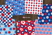 4th Of July Retro Smiley Faces, a Pattern Graphic by PolpoDesign (Thumbnail 2 of 3)