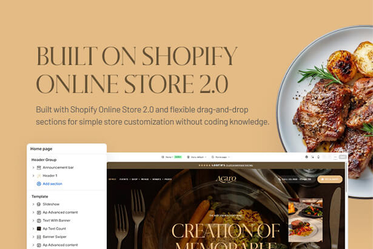 Acaro–Catering & Event Shopify, a Bootstrap Template by apollotheme (Photo 2 of 2)