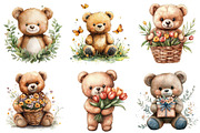 Watercolor Spring Teddy Bear Clipart, an Illustration by DreamPrint404 (Thumbnail 4 of 7)