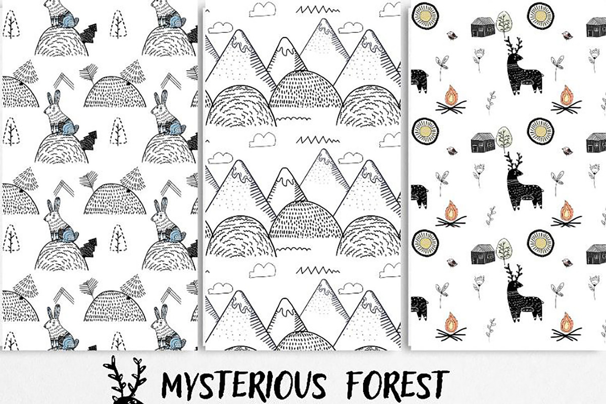 Scandinavian mysterious forest, a Pattern Graphic by Lineli (Photo 8 of 13)