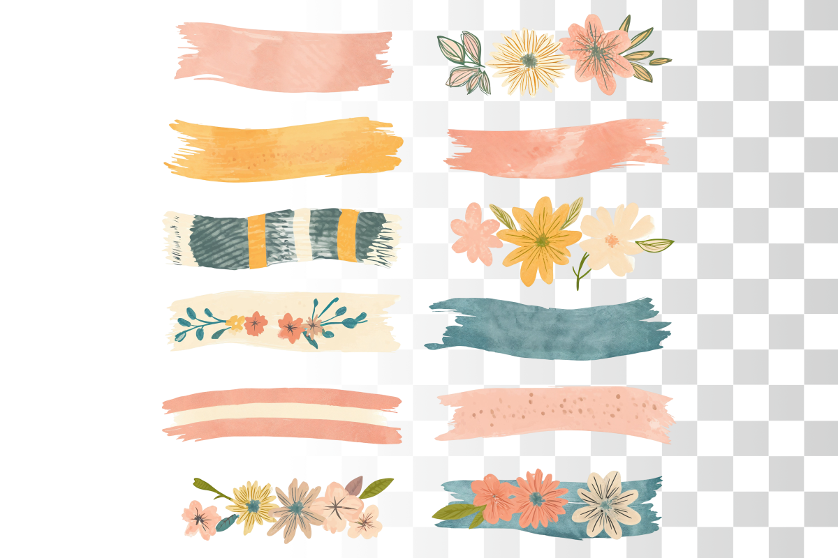 50 Flower Brushstrokes PNG Clipart, a Texture Graphic by Whimsy Brush Studio (Photo 5 of 9)
