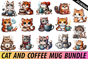 Cat And Coffee Clipart Bundle, a Graphic by crative8112