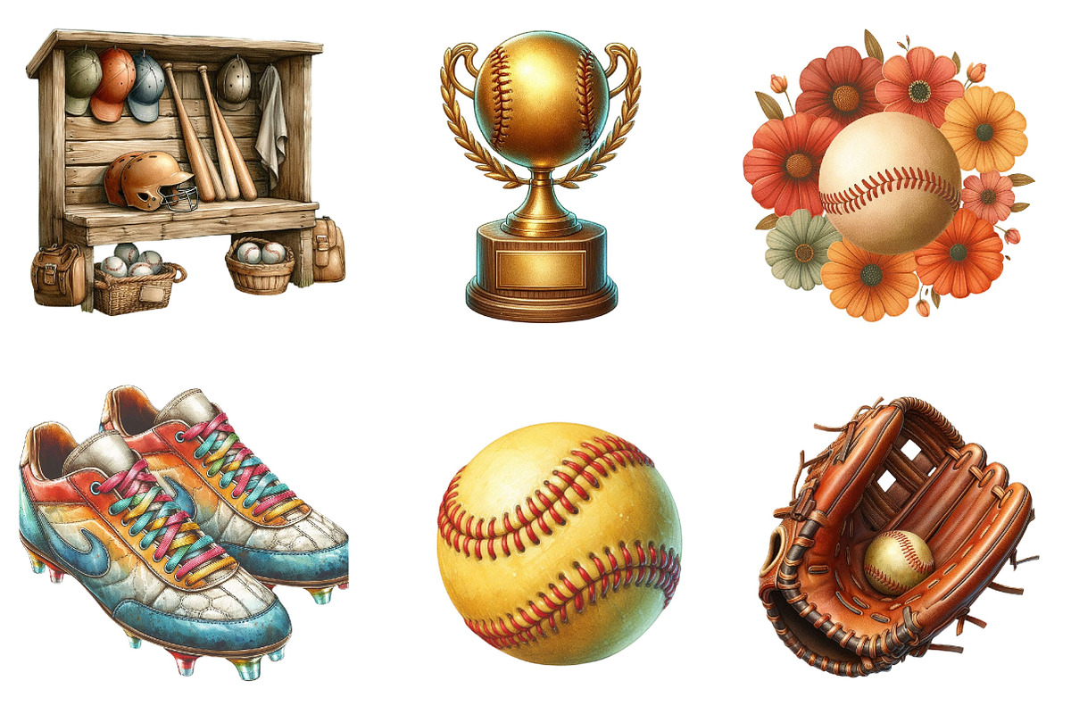 Watercolor Softball PNG Clipart, a Graphic by CitraGraphics (Photo 3 of 4)