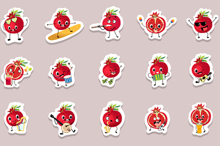 Funny musical pomegranate stickers
